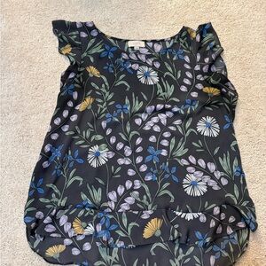 LOFT Floral Ruffle Sleeve Blouse
